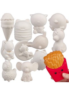 SCS Direct Diy Jumbo Blank Slowrising Squishies 12 Different 46" Designs White Kawaii Sqwishy Toys For Painting Decorating Soft Scented Stress Relief Art Crafts Kids Holiday Birthday Party Activity Gift  - Image 1