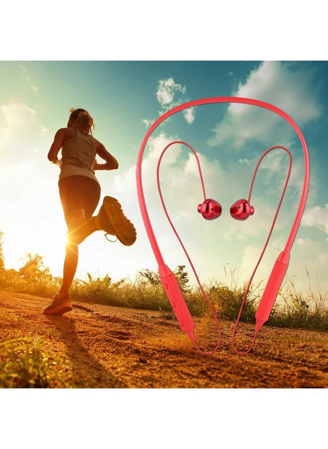 Thoraya Waterproof Bluetooth 4.2 In ear Sports Magnetic Neckband Earphone Headset Headphone(Red)  - Image 3