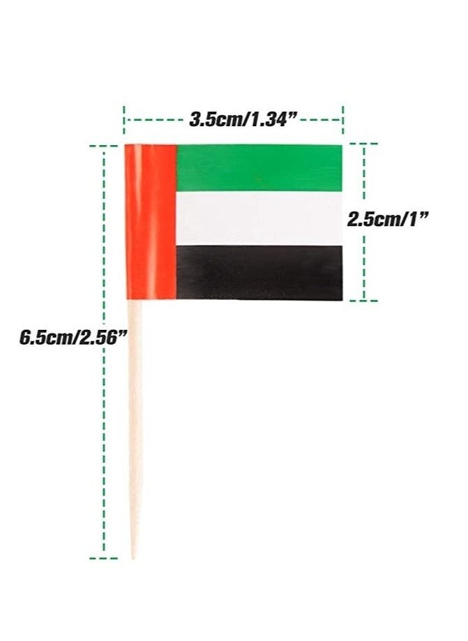 Boxwoods 200 pieces UAE Flag Double Sided Cake Topper Toothpicks For National Day  - Image 2