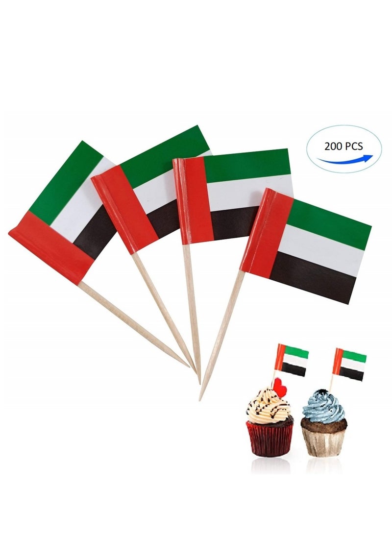 Boxwoods 200 pieces UAE Flag Double Sided Cake Topper Toothpicks For National Day  - Image 1