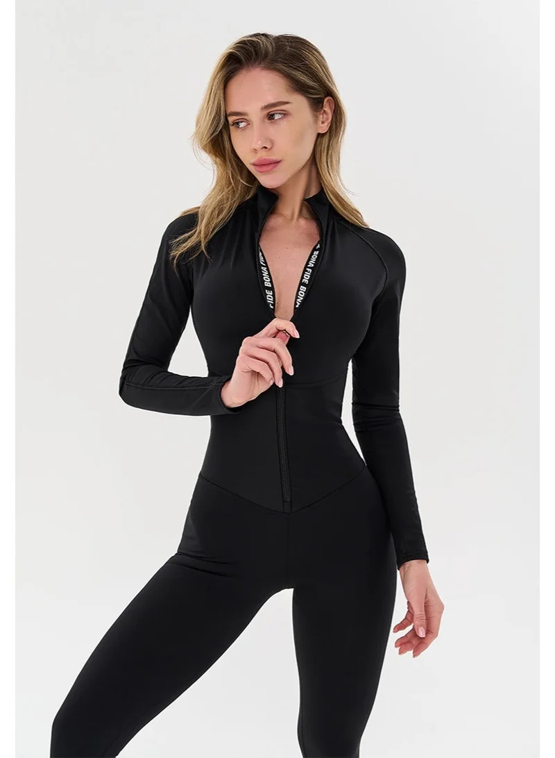 Bona Fide Arcana Syndicate Base Mrl Black Bona Fide One Piece Workout Jumpsuits for Women - Athletic Romper Jumpsuit with Tummy Control and Lifting for Yoga, Gym for Women | Best Price UAE
