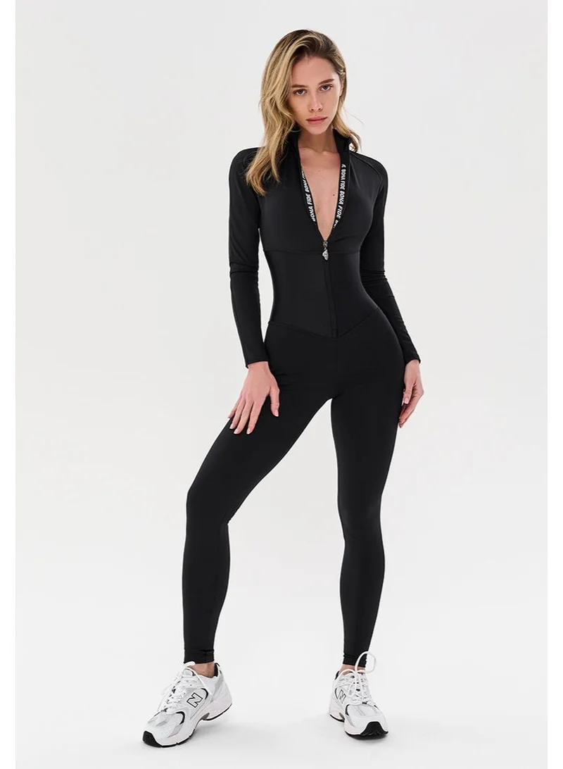 Bona Fide Arcana Syndicate Base Mrl Black Bona Fide One Piece Workout Jumpsuits for Women - Athletic Romper Jumpsuit with Tummy Control and Lifting for Yoga, Gym for Women | Best Price UAE