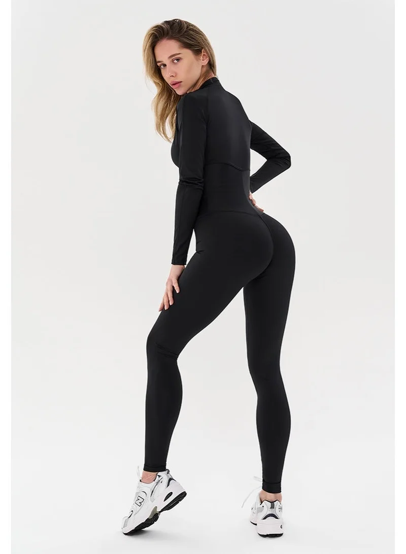 Bona Fide Arcana Syndicate Base Mrl Black Bona Fide One Piece Workout Jumpsuits for Women - Athletic Romper Jumpsuit with Tummy Control and Lifting for Yoga, Gym for Women | Best Price UAE