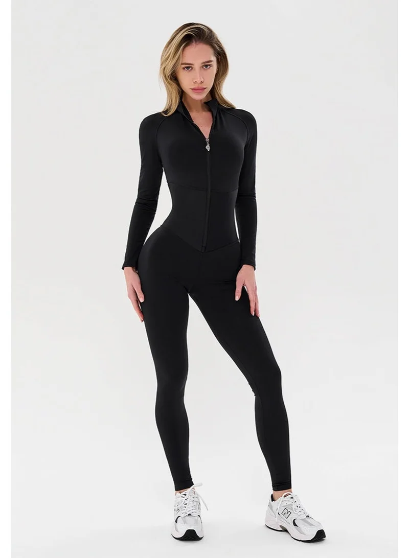Bona Fide Arcana Syndicate Base Mrl Black Bona Fide One Piece Workout Jumpsuits for Women - Athletic Romper Jumpsuit with Tummy Control and Lifting for Yoga, Gym for Women | Best Price UAE