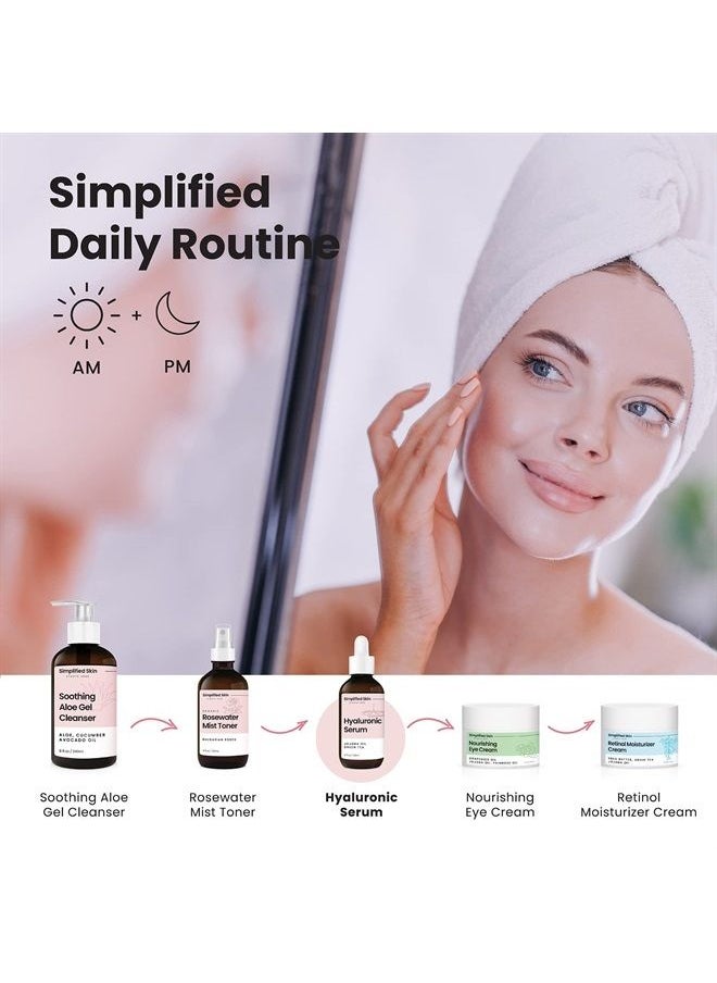 simplified skin - Hyaluronic Acid Vitamin C Serum for Face (2 oz) w/Green Tea for Timeless Anti-Aging, Moisturizing Retinol Serum Alternative, No Ordinary Wrinkle Treatment, Hydrating Face Serum Oil by Simplified Skin - Image 1