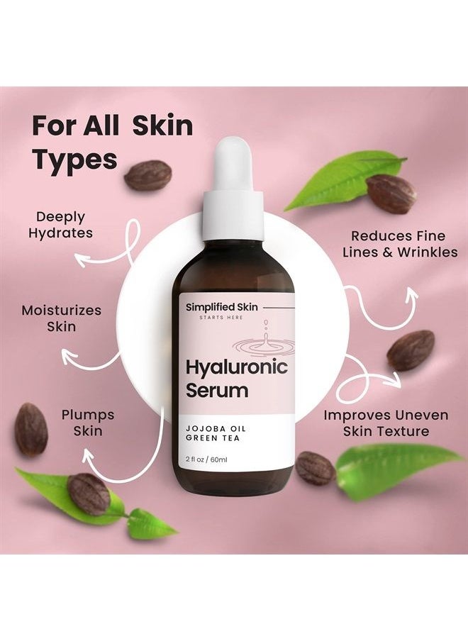 simplified skin - Hyaluronic Acid Vitamin C Serum for Face (2 oz) w/Green Tea for Timeless Anti-Aging, Moisturizing Retinol Serum Alternative, No Ordinary Wrinkle Treatment, Hydrating Face Serum Oil by Simplified Skin - Image 1