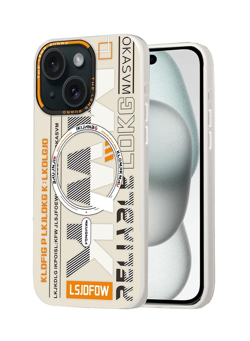 Techie Aesthetic Translucent TPU MWK Magnetic Magsafe Case with Raised Camera Lens Protector for Apple iPhone 15 - White - Image 1