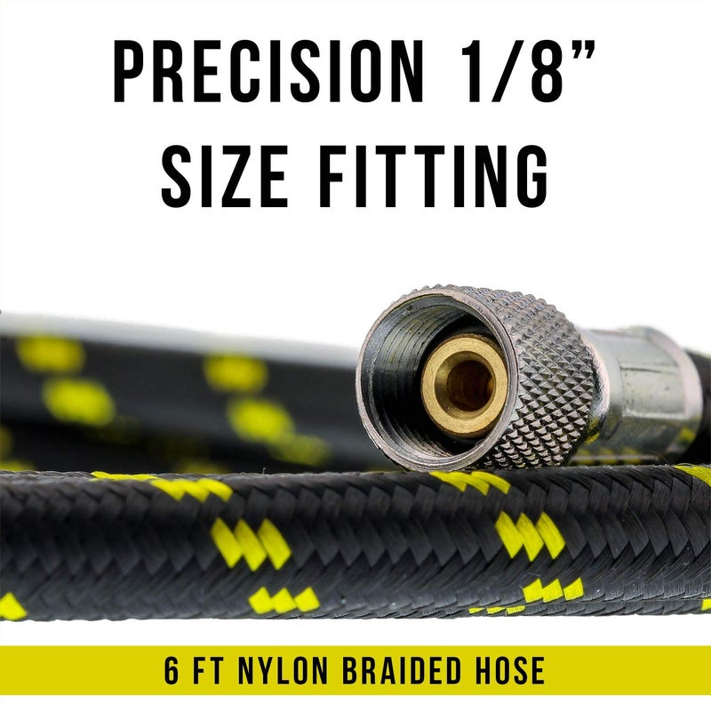 Master Airbrush Premium 6 Foot Nylon Braided Airbrush Hose - 1/8" BSP Air Brush Adapter Fitting Connectors on Both Ends (Hose Color May Vary) - Image 2