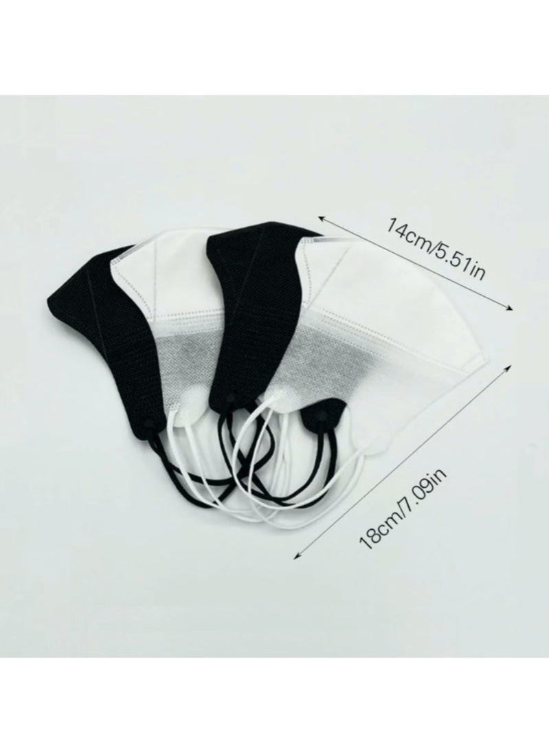 20 Pcs 3D Disposable Face Mask Unisex Adult's 3-Ply Melt Blown Filter Face Mask With Elastic Ear Loop - Black - Image 4