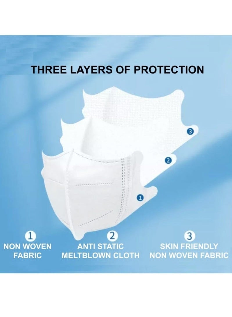 20 Pcs 3D Disposable Face Mask Unisex Adult's 3-Ply Melt Blown Filter Face Mask With Elastic Ear Loop - Black - Image 3