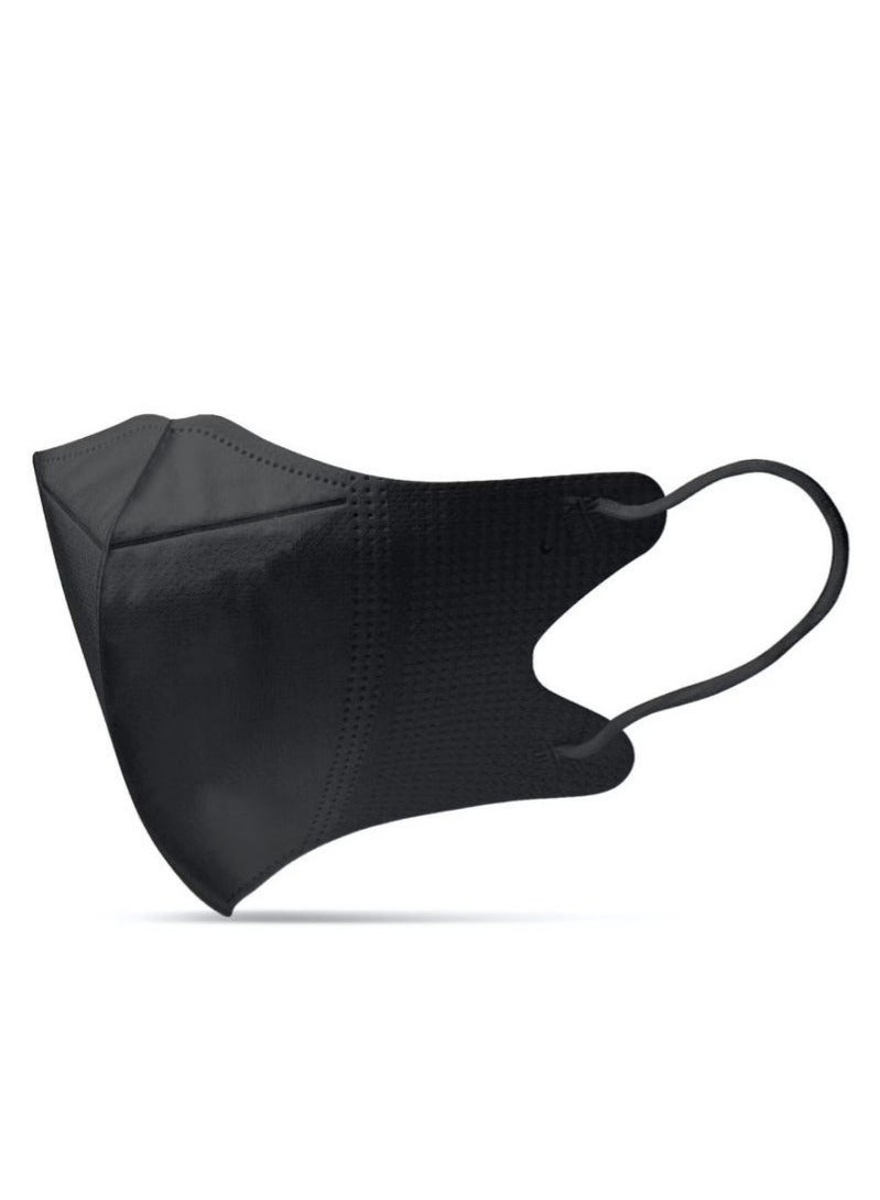 20 Pcs 3D Disposable Face Mask Unisex Adult's 3-Ply Melt Blown Filter Face Mask With Elastic Ear Loop - Black - Image 2