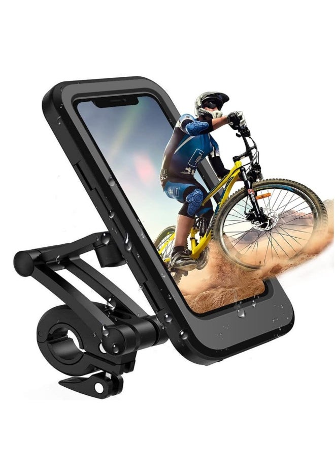 haleemy Cycle Phone Holder Waterproof,Motorcycle Handlebar Mount,Mountain Bicycle Cellphone Clamp，Scooter Phone Clip Freely Adjustable  - Image 1