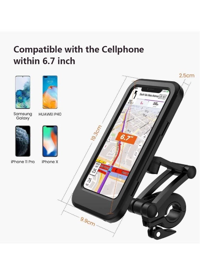 haleemy Cycle Phone Holder Waterproof,Motorcycle Handlebar Mount,Mountain Bicycle Cellphone Clamp，Scooter Phone Clip Freely Adjustable  - Image 4
