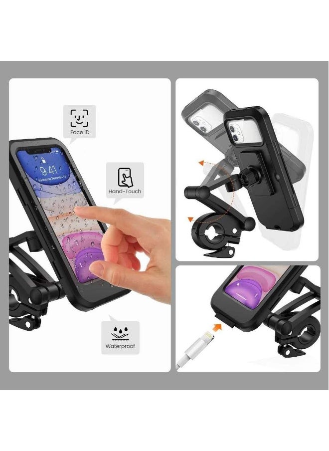 haleemy Cycle Phone Holder Waterproof,Motorcycle Handlebar Mount,Mountain Bicycle Cellphone Clamp，Scooter Phone Clip Freely Adjustable  - Image 5