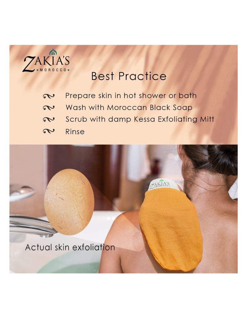 Zakia's Morocco Kessa Exfoliating Glove - Charcoal Black - Microdermabrasion At Home Exfoliating Mits, Removes unwanted dead skin, dirt and grime and Keratosis Pilaris. Great for spray tan removal. (1 Unit)  - Image 5
