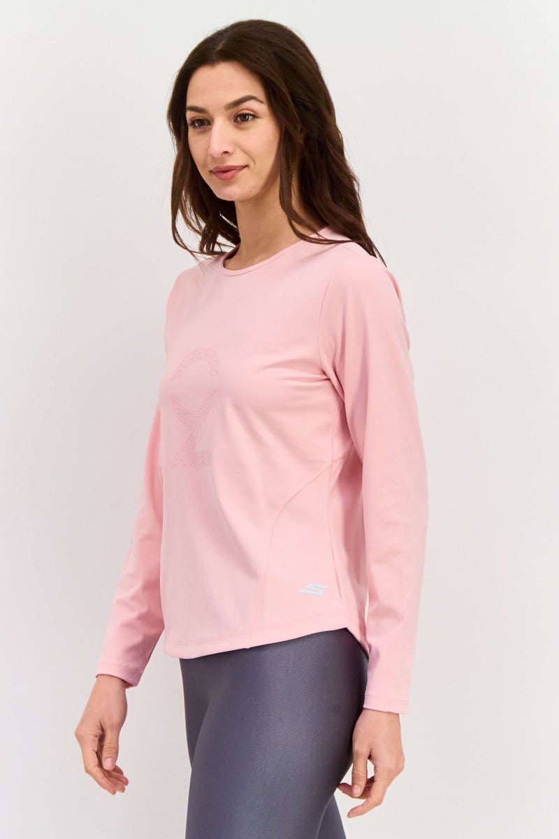 SKECHERS سويت شيرت رياضي نسائي بأكمام طويلة، بلش - Image 2