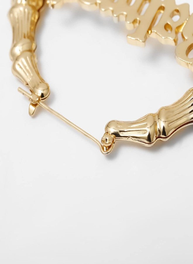FORUBUS Large Babygirl Bamboo Joint Hoop Earrings - Hollow Out Hoops with 80s 90s Fashion Style for Party-baby gold - Image 5