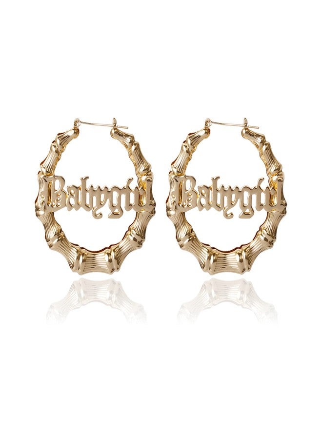 FORUBUS Large Babygirl Bamboo Joint Hoop Earrings - Hollow Out Hoops with 80s 90s Fashion Style for Party-baby gold - Image 1