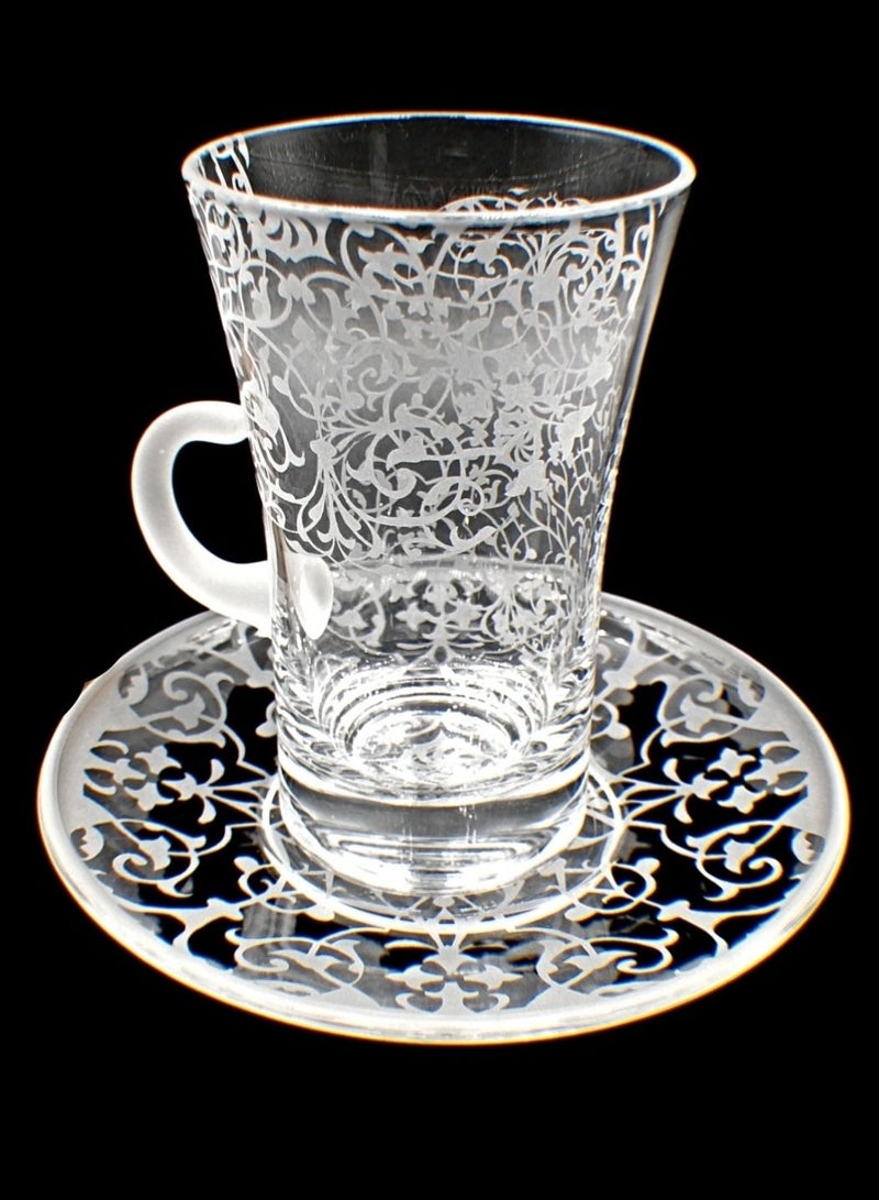 كودو آرتس طقم فناجين شاي مع صحن زجاج 6 قطع - Image 2