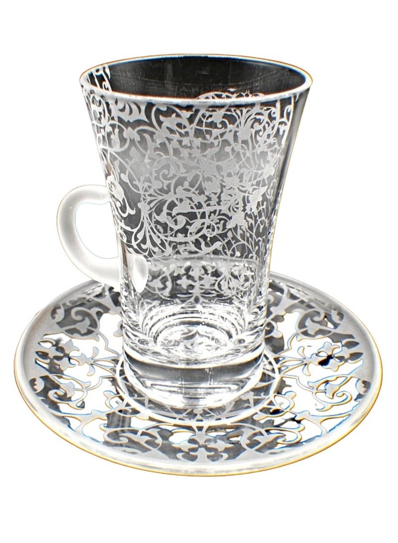 كودو آرتس طقم فناجين شاي مع صحن زجاج 6 قطع - Image 3