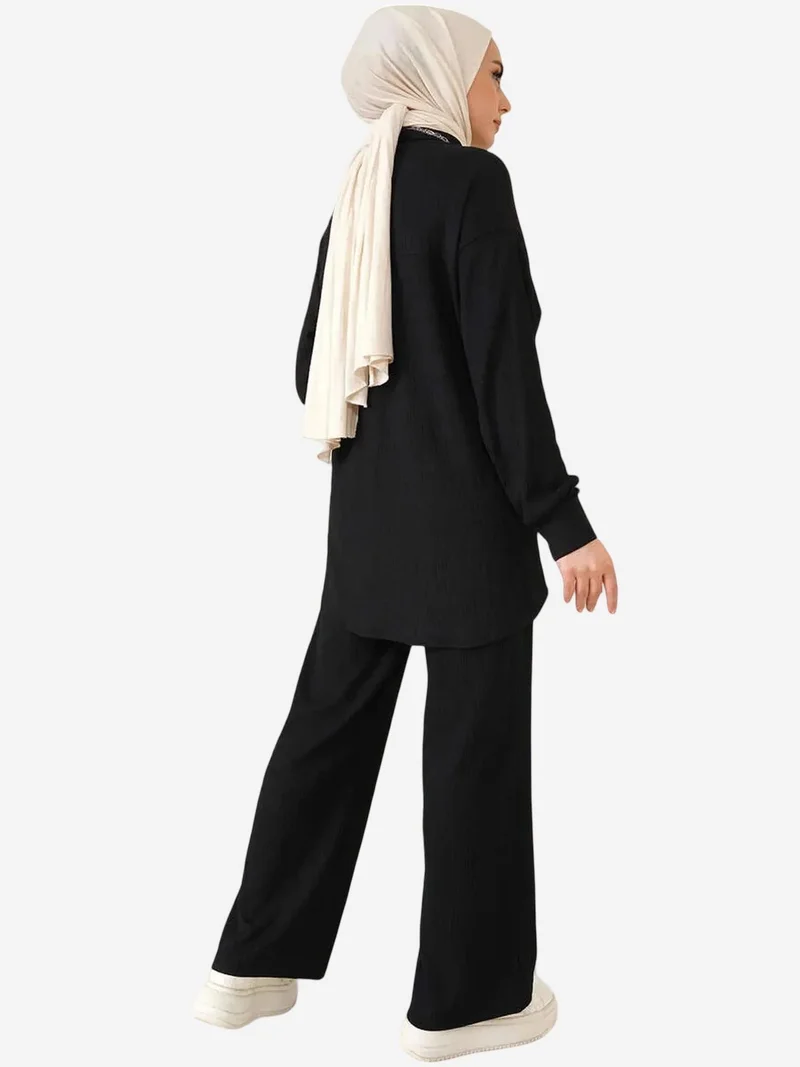 Big Dart Black BDART Oversized Shirt & Pants Two-Piece Coord Set for Women | Best Price UAE