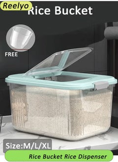 Reelyo Rice Bucket Rice Dispenser Cereal Dry Food Storage Containers with Measuring Cup, BPA-Free Household for Kitchen Pantry Organization （M/L/XL）  - Image 1
