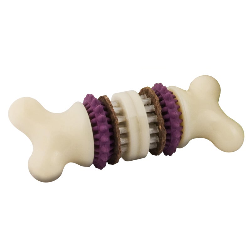 PetSafe Busy Buddy Bristle Bone Dog Chew Toy - Promotes Dental Health - Durable Nylon & Rubber - Treat Dispensing Design - Interactive Play - Refillable Treat Rings Included - Image 1