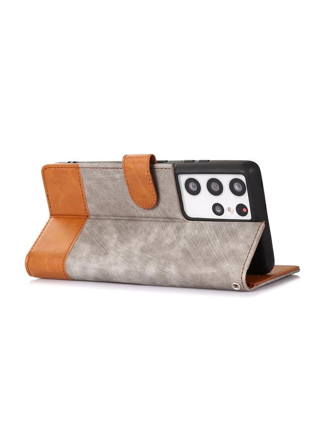 erorex Case For Samsung Galaxy S21 Ultra 5G Splicing Leather Phone Case - Image 4