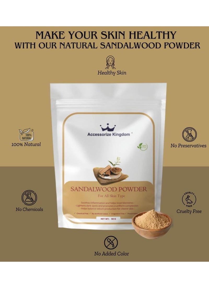 100% Natural Sandalwood Powder for All Skin Types – Soothes Inflammation, Treats Blemishes, and Promotes Clear, Radiant Skin (50gm)