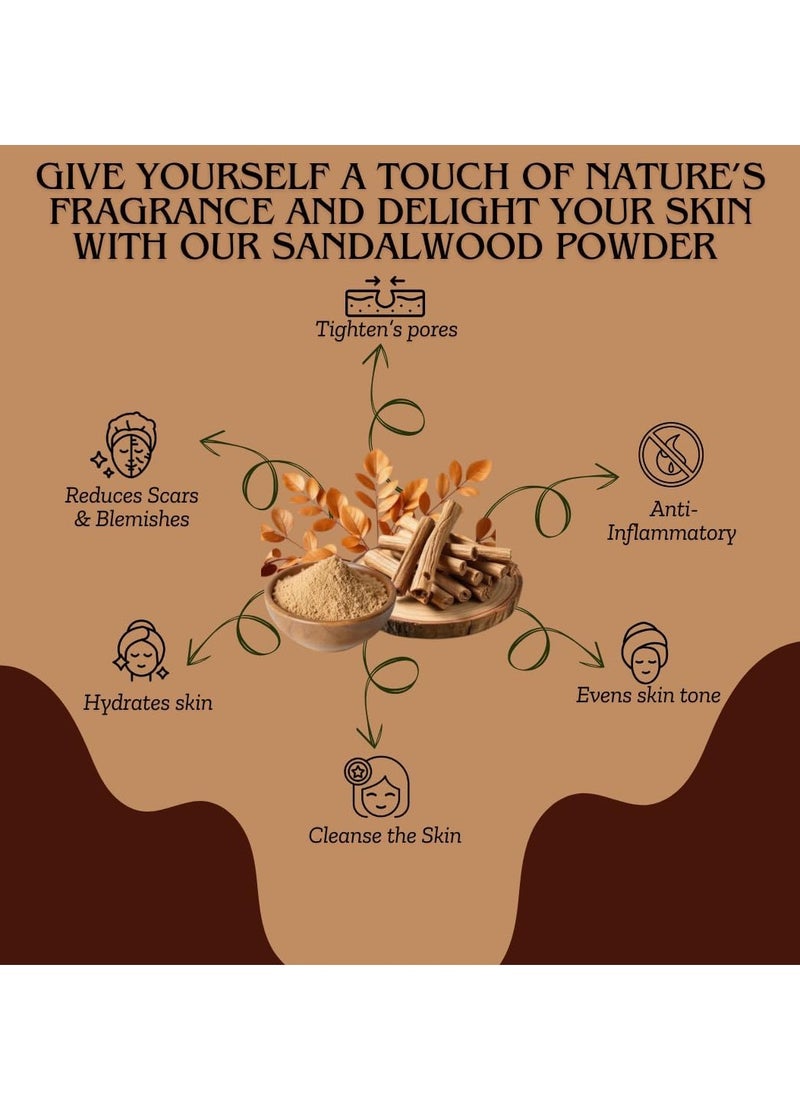 100% Natural Sandalwood Powder for All Skin Types – Soothes Inflammation, Treats Blemishes, and Promotes Clear, Radiant Skin (50gm)