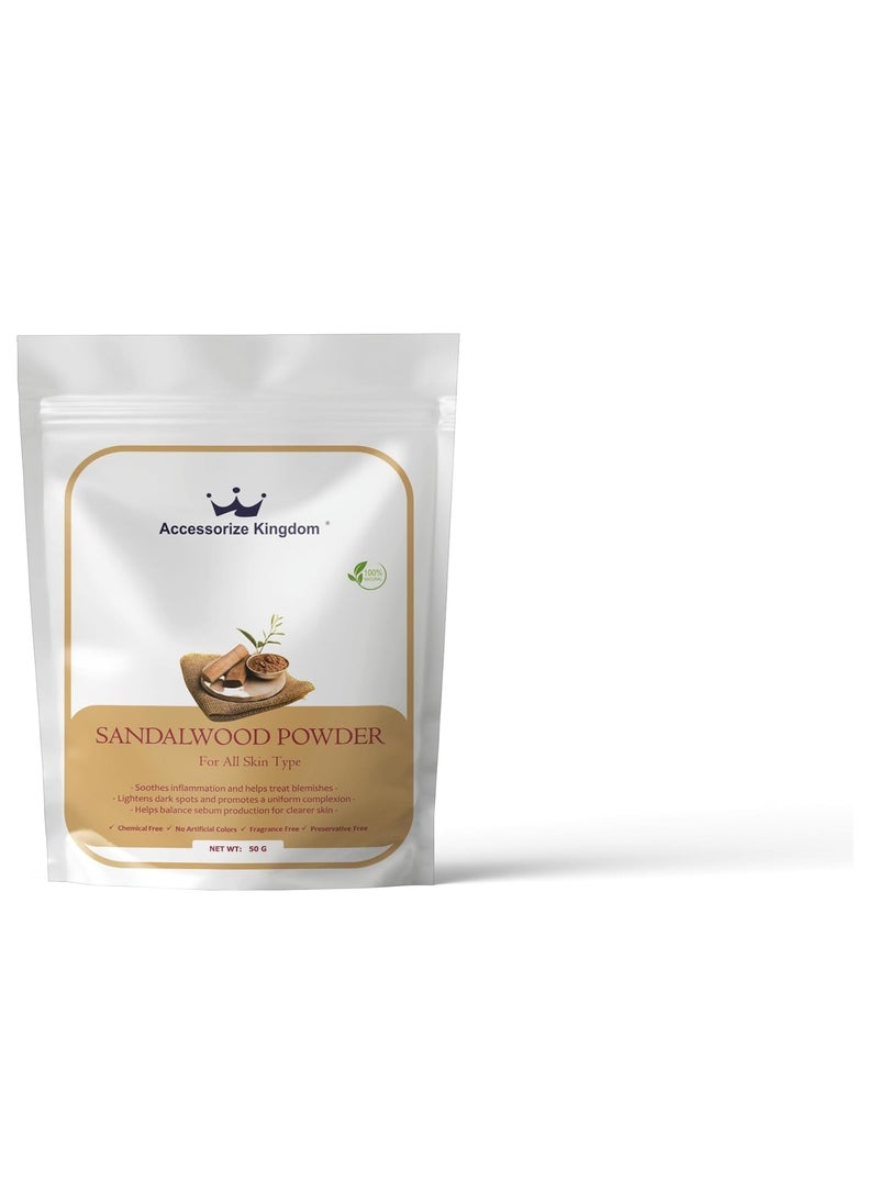 100% Natural Sandalwood Powder for All Skin Types – Soothes Inflammation, Treats Blemishes, and Promotes Clear, Radiant Skin (50gm)