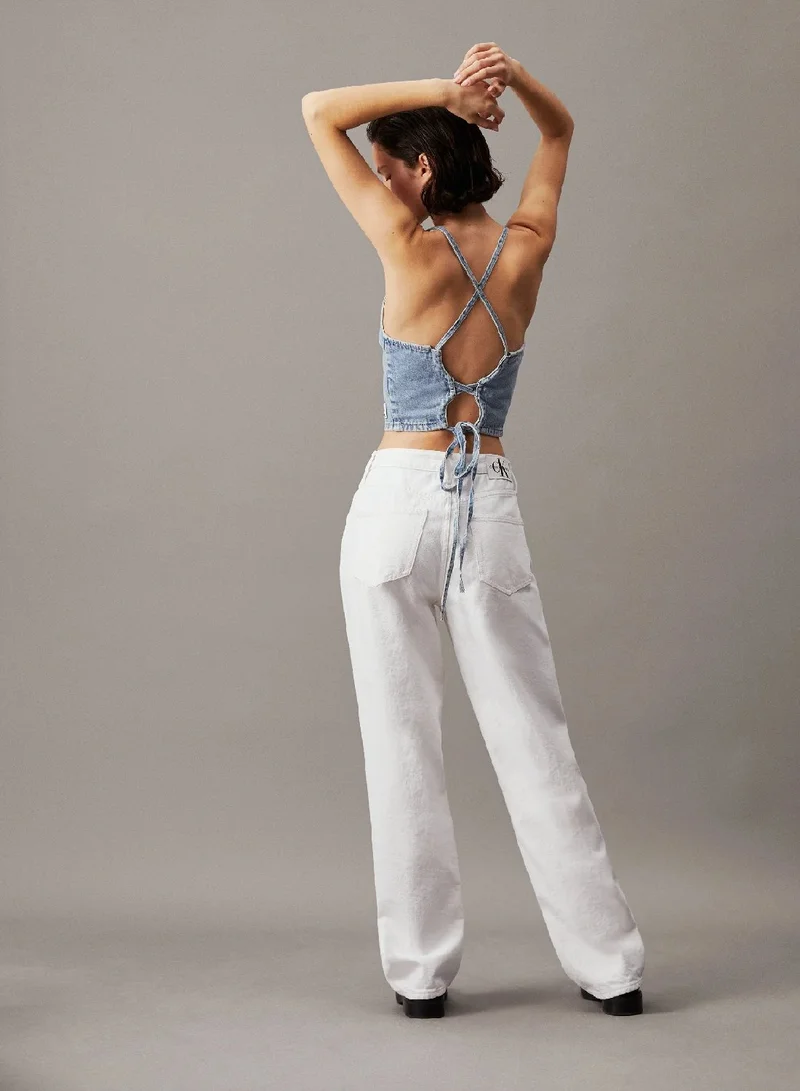 كالفن كلاين جينز بلوزة من الجينز برباط من الخلف