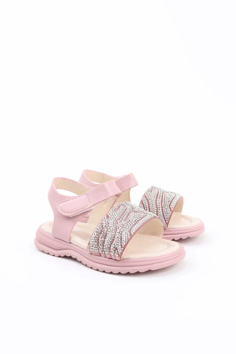 Viny VINY Girls Rhinestone Sandals – Elegant Crystal Embellished Sandals for Girls, Sparkly Party Sandals, Comfortable Dress Sandals for Weddings, Birthdays & Special Occasions (Black, Pink, White, Beige)