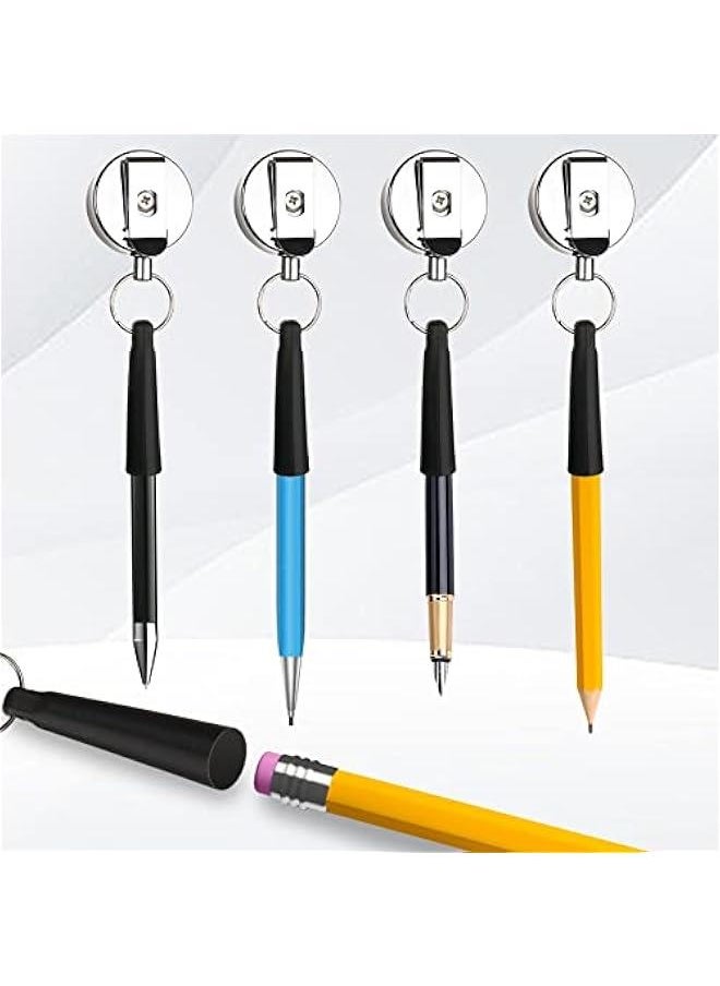 Generic - 4 Pieces Heavy Duty Retractable Pull Pen Pencil Holder,Ideal Grip for Markers and Carpenter Pencils,Elastic Silicone Pencil Holder for Carpenters, Nurses, Waitresses, Construction Workers - Image 1