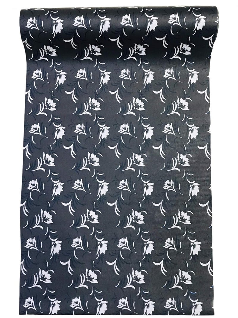 Homerz Homerz Premium 20 Meter Length Shelves Cover Liner with Anti Slip Back for Kitchen Cupboard Wardrobe Shelves Multipurpose Mat Roll of 2000 cm Length 20 Meter Black Floral 20 Meter  - Image 1