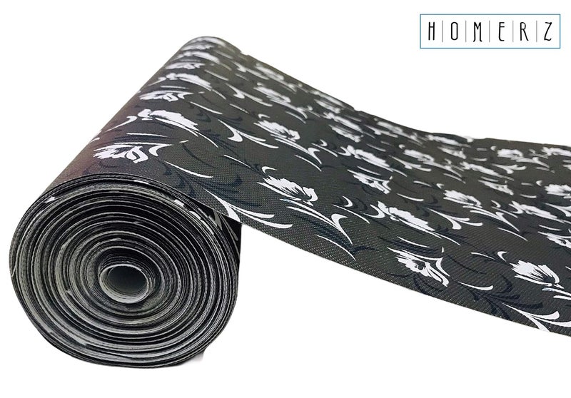 Homerz Homerz Premium 20 Meter Length Shelves Cover Liner with Anti Slip Back for Kitchen Cupboard Wardrobe Shelves Multipurpose Mat Roll of 2000 cm Length 20 Meter Black Floral 20 Meter  - Image 2