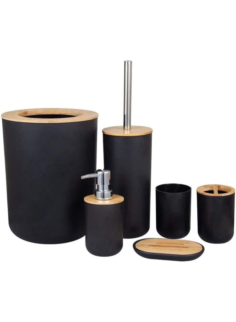 6-Piece Bathroom Accessory Set Bathroom Accessory Set Includes Toilet Brush, Soap Dispenser, Waste Bin, Toothbrush Holder, Soap Dispenser, and Cup - Image 2