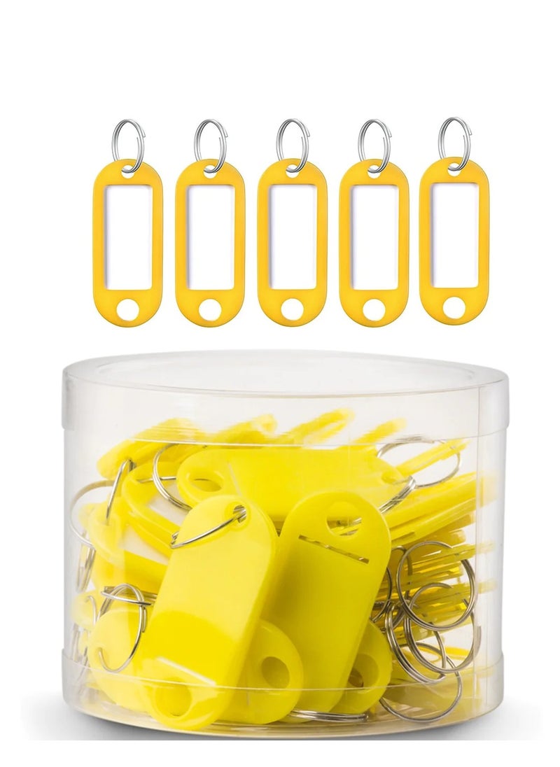 Rubik - 50pc Key Tags Plastic Key Rings, Bulk Keychains with Writeable Identification Label Yellow - Image 1