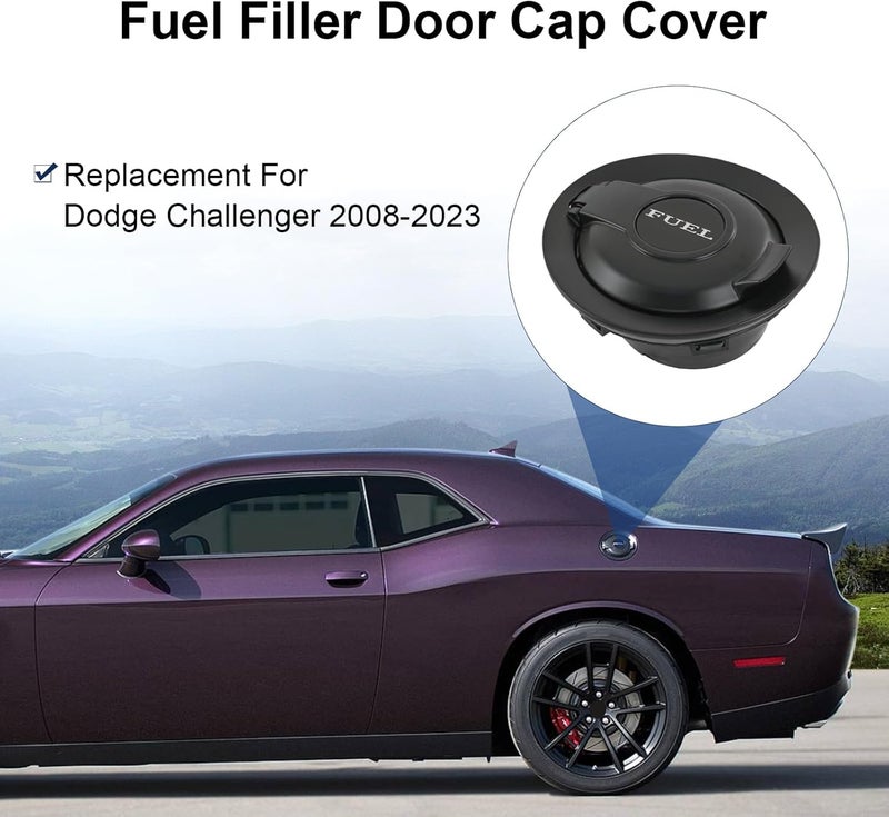 CARMOCAR Fuel Gas Door Vapor Edition Matte Black Replacement for 2008-2023 Dodge Challenger Fuel Filler Door 68250120AA - Image 2