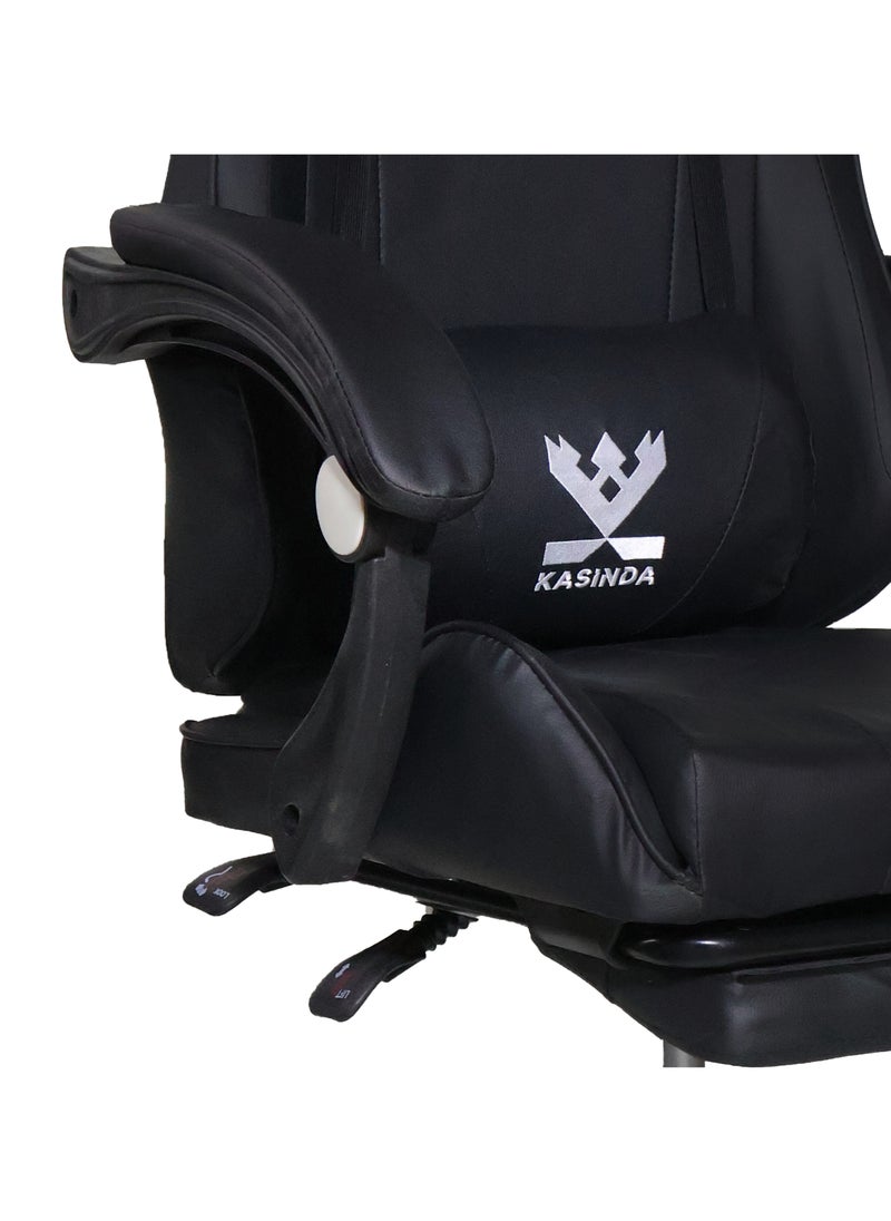 KASINDA - A swivel leather gaming and video gaming chair with a backrest and lumbar support - Image 1