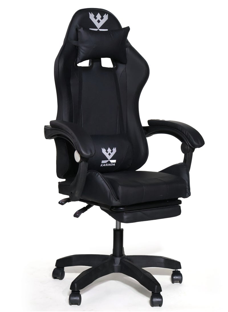 KASINDA - A swivel leather gaming and video gaming chair with a backrest and lumbar support - Image 1