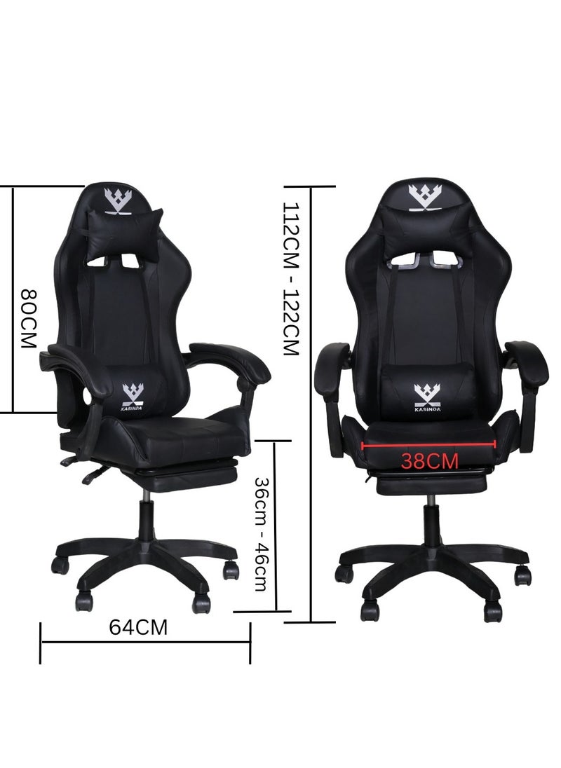 KASINDA - A swivel leather gaming and video gaming chair with a backrest and lumbar support - Image 1