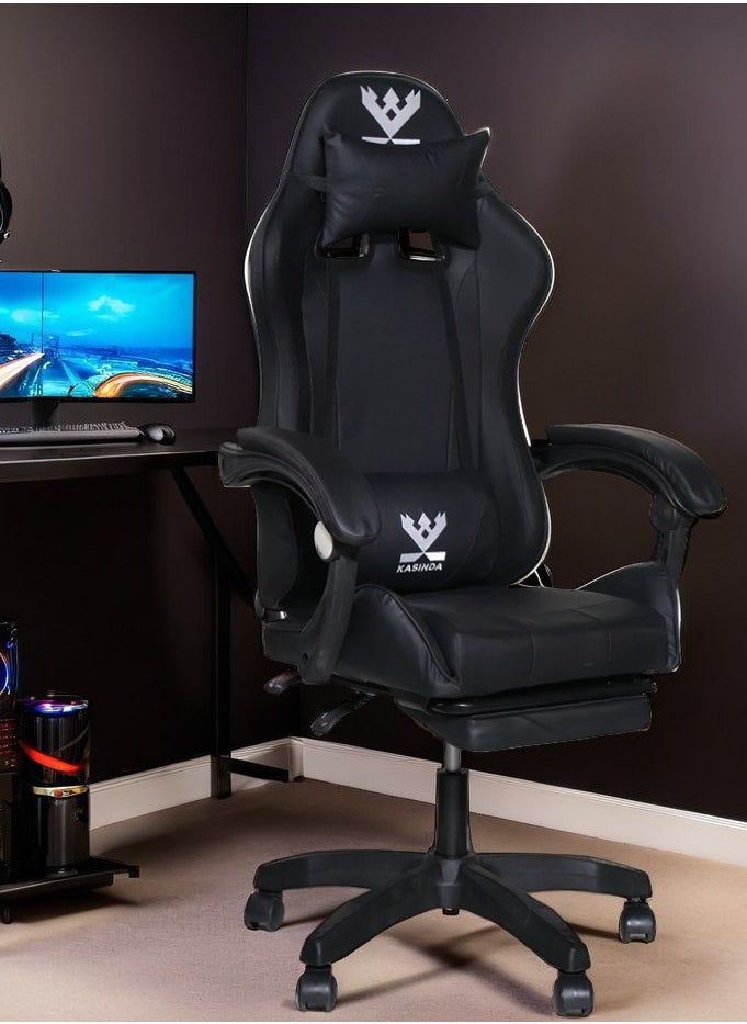 KASINDA - A swivel leather gaming and video gaming chair with a backrest and lumbar support - Image 1
