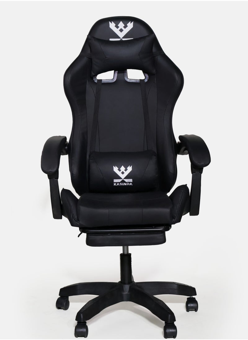 KASINDA - A swivel leather gaming and video gaming chair with a backrest and lumbar support - Image 1