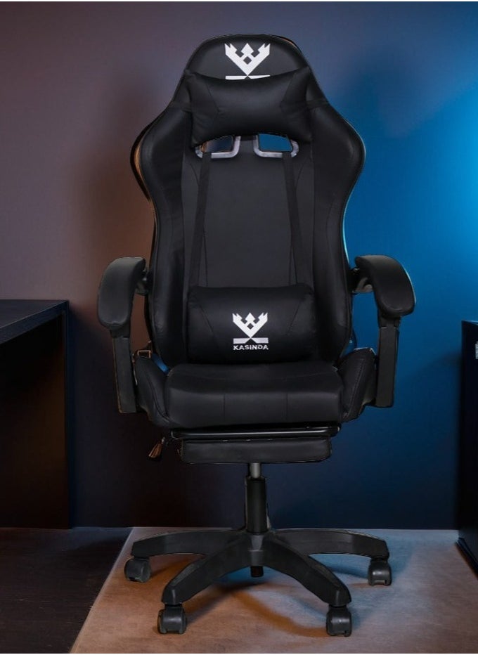 KASINDA - A swivel leather gaming and video gaming chair with a backrest and lumbar support - Image 1