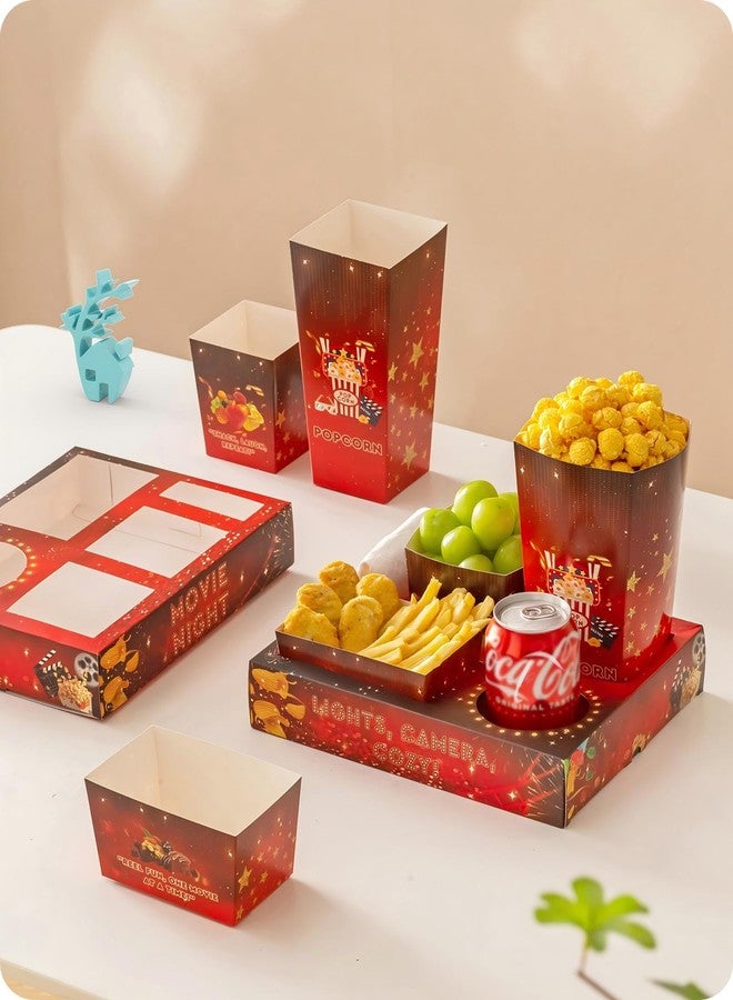 Baffect Movie Night Snack Trays 100pcs Include 20 Movie Night Trays, 20 Popcorn Boxes, 20 Salad Bowls, 20 Nacho Bowls, 20 Movie Party Invitations, Outdoor Movie Night Supplies For Nacho Bar - Image 1