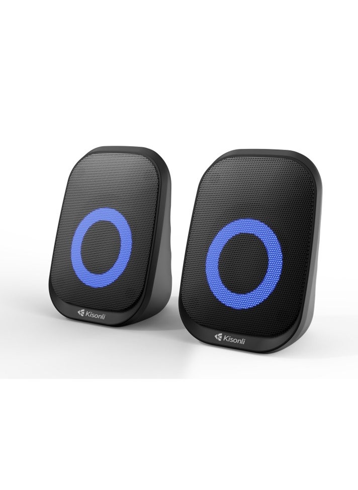 Kisonli - KISONLI X7 USB + AUX 3.5MM Speaker RGB Speaker for Computer, LAPTOP 3 WATT PER SPEAKER  WITH MODERN ERGONOMIC DESIGN PERFECT FOR YOUR COMPUTER  SETUP - Image 1