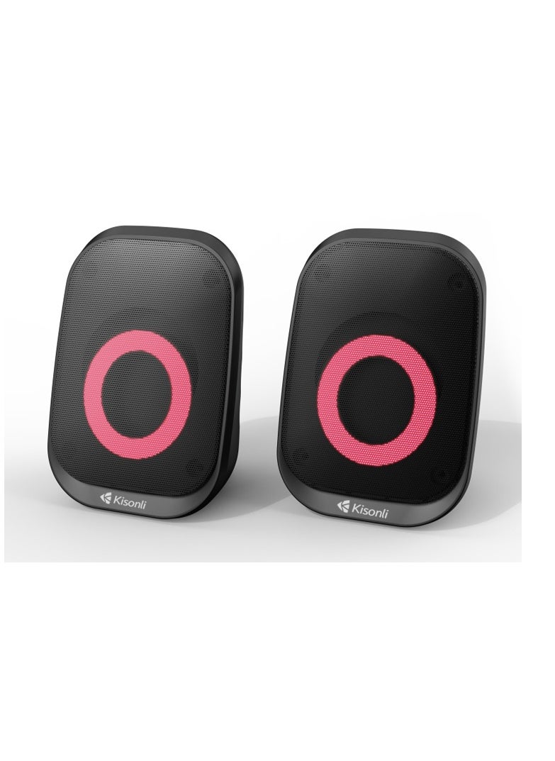 Kisonli - KISONLI X7 USB + AUX 3.5MM Speaker RGB Speaker for Computer, LAPTOP 3 WATT PER SPEAKER  WITH MODERN ERGONOMIC DESIGN PERFECT FOR YOUR COMPUTER  SETUP - Image 1