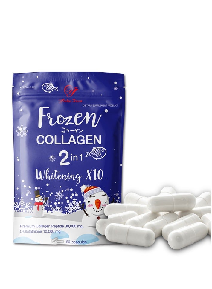 Wins Town Frozen Collagen 2 In 1 Whitening 10X Premium Collagen Peptide 30000 Mg And L- Glutathione 10000 Mg 60 Capsule  - Image 1