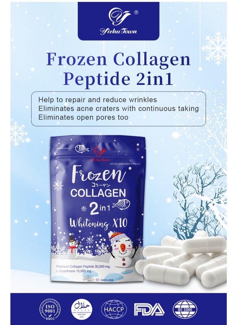 Wins Town Frozen Collagen 2 In 1 Whitening 10X Premium Collagen Peptide 30000 Mg And L- Glutathione 10000 Mg 60 Capsule  - Image 3